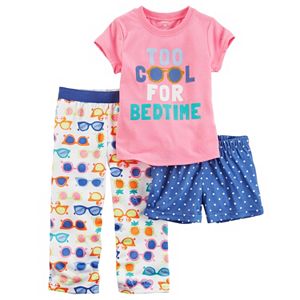 Toddler Girl Carter's 3-pc. Graphic Tee, Shorts & Pants Pajama Set