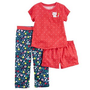 Toddler Girl Carter's Graphic Tee, Print Shorts & Pants Pajama Set