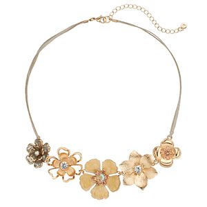 LC Lauren Conrad Flower Double Strand Faux Suede Necklace