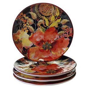Certified International Watercolor Poppies 4-pc. Dessert Plate Set