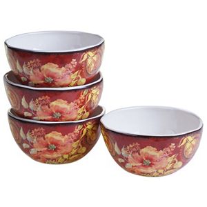 Certified International Watercolor Poppies 4-pc. Ice Cream Bowl Set