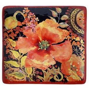 Certified International Watercolor Poppies 12-in. Square Platter