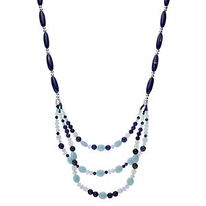 Chaps Long Blue Beaded Swag Necklace