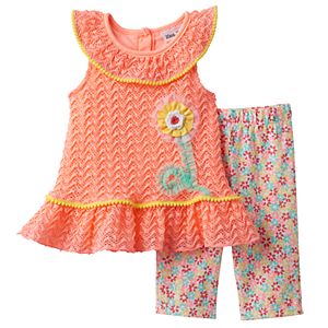 Baby Girl Little Lass Crochet Tank Top & Floral Capris Set