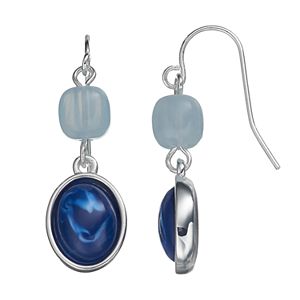 Chaps Blue Marbled Cabochon Drop Earrings