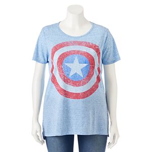 Juniors' Plus Size Marvel Captain America Shield Graphic Tee