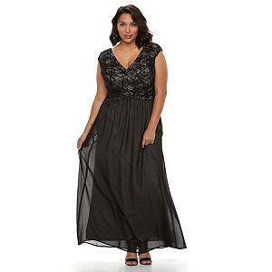 Plus Size Chaya Sequin Lace Evening Gown
