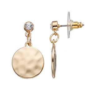 Chaps Hammered Disc Drop Earrings