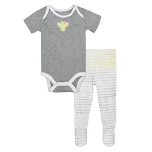 Baby Boy Burt's Bees Baby Organic Bodysuit & Striped Footed Pants Set