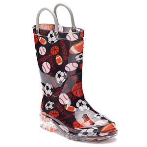 Western Chief Sports Toddler Boys' Light-Up Waterproof Rain Boots