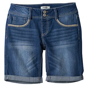 Girls 7-16 Mudd® DIY Iron-On Patch Medium Wash Bermuda Jean Shorts