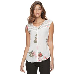 Juniors' Candie's® Lace Cap Sleeve Top