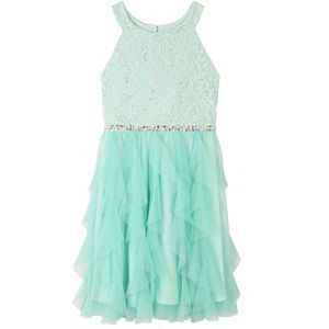 Girls 7-16 Speechless Lace Chiffon Corkscrew Skirt Dress
