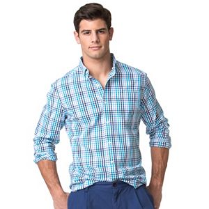 Men's Chaps Classic-Fit Plaid Poplin Stretch Button-Down Shirt