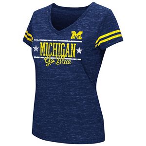Juniors' Campus Heritage Michigan Wolverines Double Stag V-Neck Tee