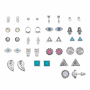Owl, Arrow, Hamsa, Evil Eye & Infinity Stud Earring Set