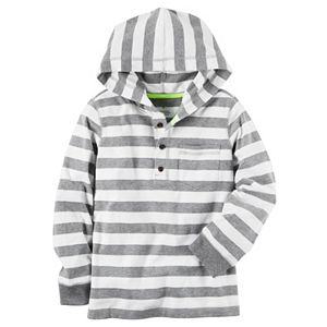 Boys 4-8 Carter's Hooded Henley Striped Top