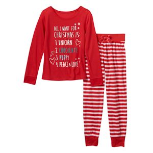 Girls 4-16 SO® Red Christmas Pajama Set