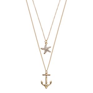 Starfish & Anchor Pendant Layered Necklace
