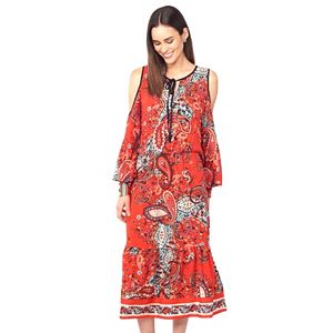 Women's Indication by ECI Cold-Shoulder Paisley Dress