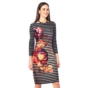 Women's Indication by ECI Striped Floral Sheath Dress