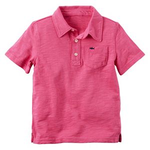 Toddler Boy Carter's Short Sleeve Slubbed Solid Polo Shirt