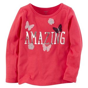 Baby Girl Carter's Long Sleeve Tulle Bow Graphic Tee