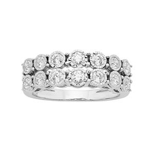 Sterling Silver 3/4 Carat T.W. Diamond Double Row Anniversary Ring