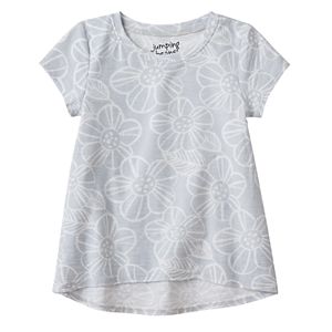 Toddler Girl Jumping Beans® Gray Flower Pattern High-Low Slubbed Tee