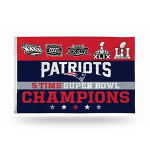 New England Patriots Five Time Super Bowl Champions Flag