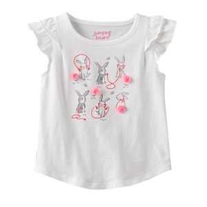 Toddler Girl Jumping Beans® Flutter Short Sleeve Embroidered & Embellished Bunny Graphic Tee