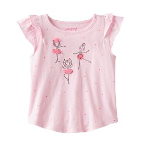 Toddler Girl Jumping Beans® Flutter Short Sleeve Embellished Ballerina Graphic Tee
