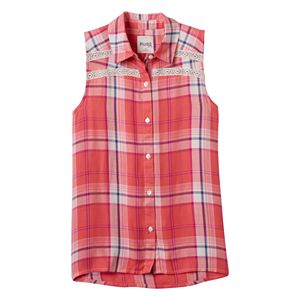 Girls 7-16 Mudd® Sleeveless Button-Down Plaid Shirt