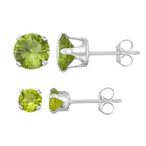 Journee Collection Sterling Silver Birthstone Cubic Zirconia Stud Earring Set