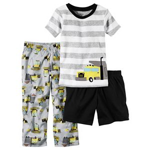 Toddler Boy Carter's Striped Tee, Solid Shorts & Print Pants Pajama Set